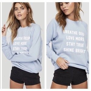 Spiritual Gangster Breathe Classic Crewneck Sweatshirt Light Blue -Size XS